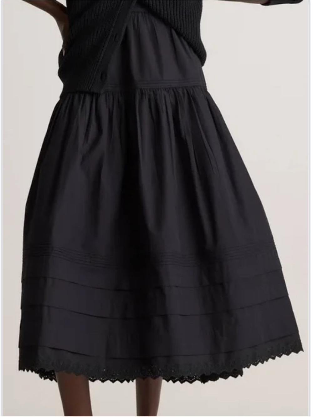 Women’s Black Tiered Midi Skirt